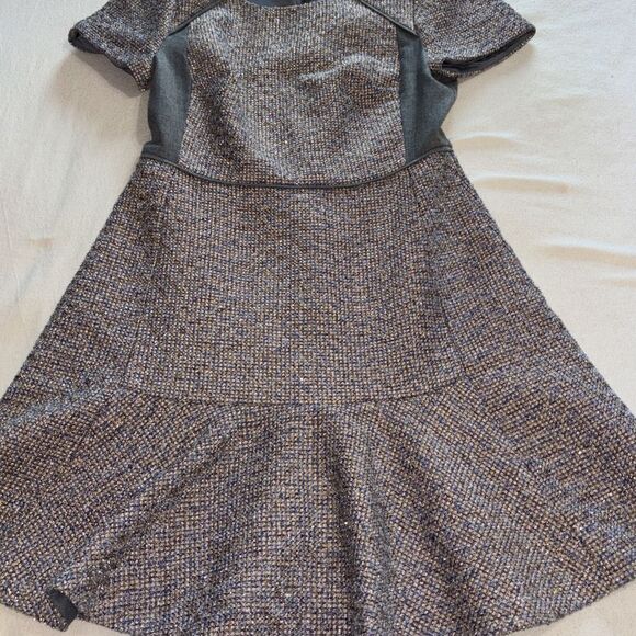 J. Crew Dress Gray Metallic Tweed Wool Blend Pleated Fit & Flare Skater Dress 8 - Picture 10 of 12